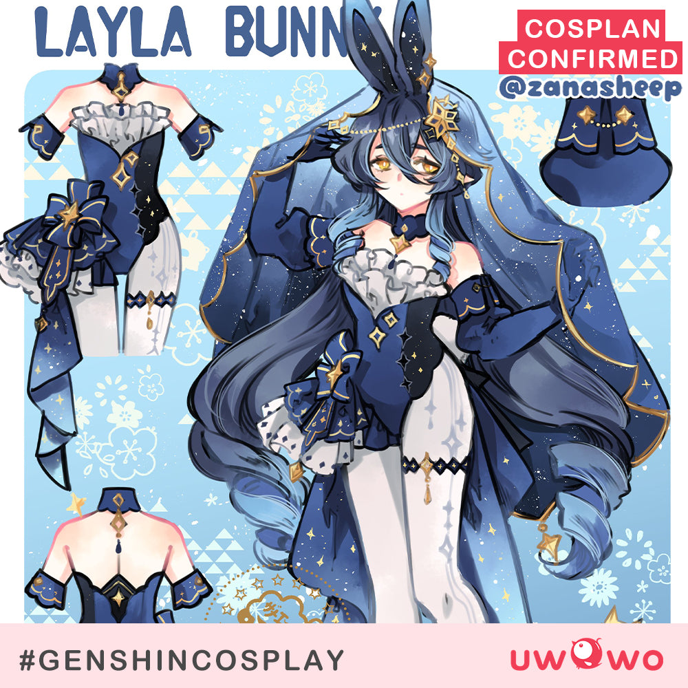 Exclusive Uwowo Genshin Impact Fanart Layla Cute Bunny Suit Cosplay Costume