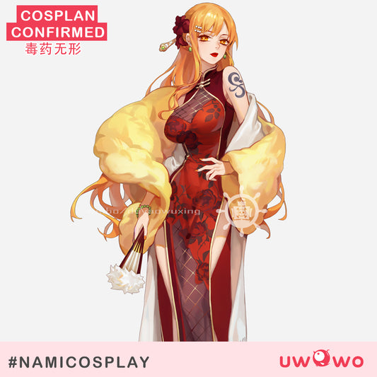 【Confirmed】Uwowo Anime One Piece Fanart Nami Chinese Dress Cheongsam Cosplay Costume