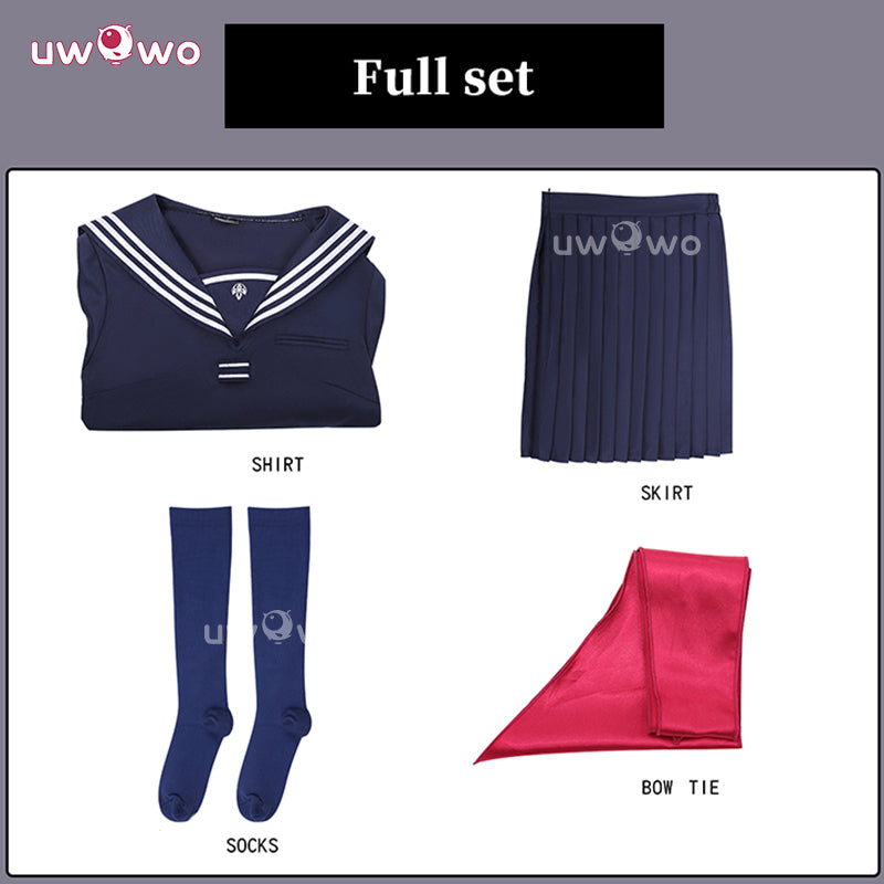 Uwowo Collab Series: Horror Game Fog Town Teen Girl Blue Sailor School Uniform Cosplay Costume XS-3XL