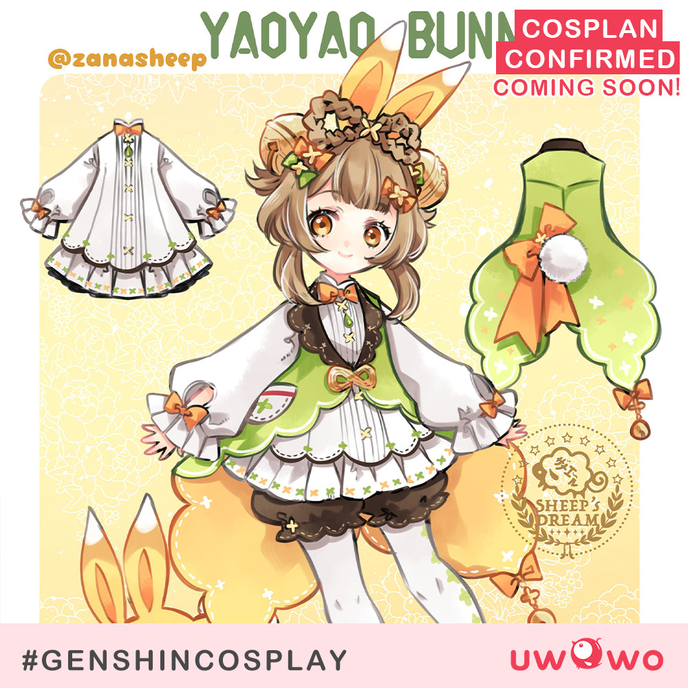 【In Stock】Exclusive Uwowo Genshin Impact Fanart Yaoyao Yao Yao Cute Bunny Suit Cosplay Costume