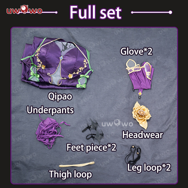 INSTOCK-Uwowo Code Geass: C.C. CC Purple Cheongsam Cosplay Costume