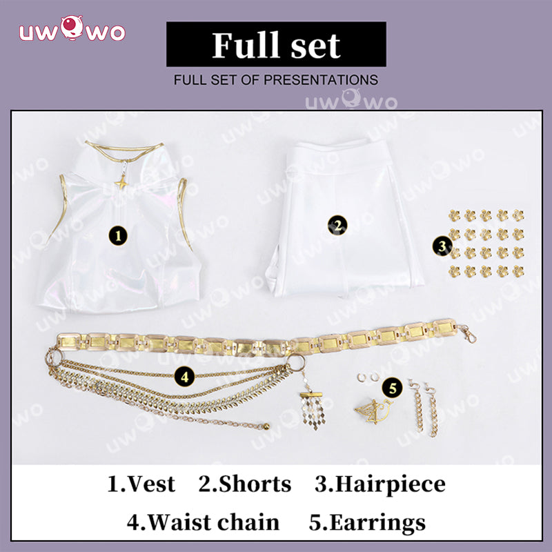 Uwowo Collab Series: Kpop Rumi White Holographic Performance Cosplay Costume XS-3XL