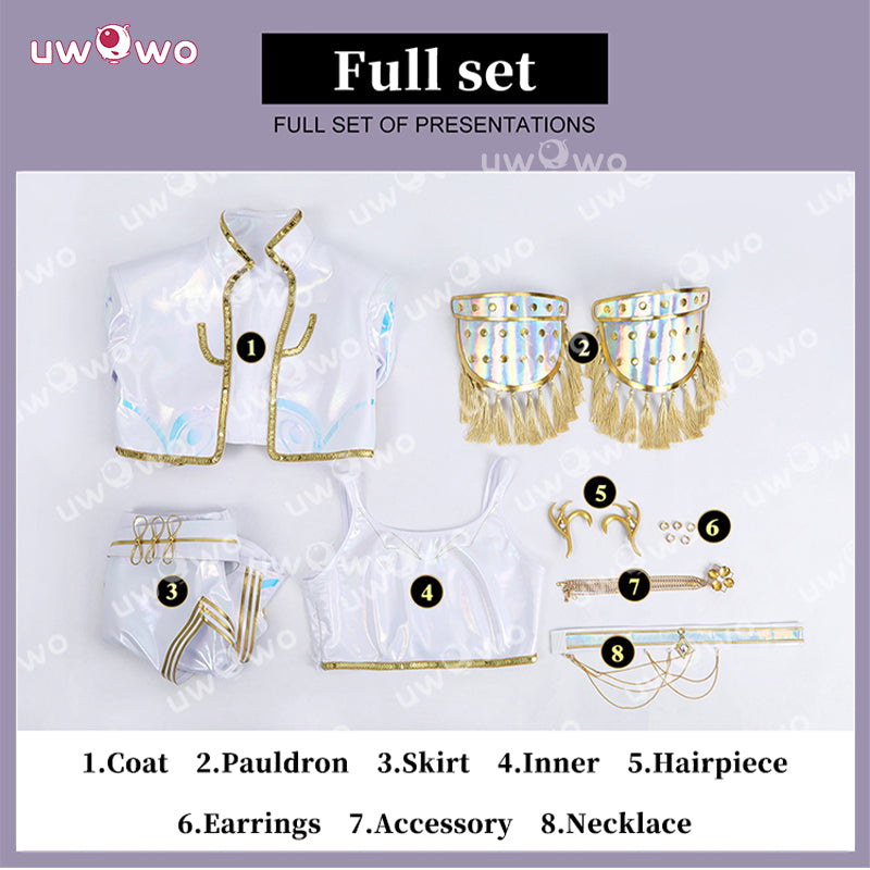 Uwowo Collab Series: Kpop Mira White Holographic Performance Cosplay Costume XS-3XL