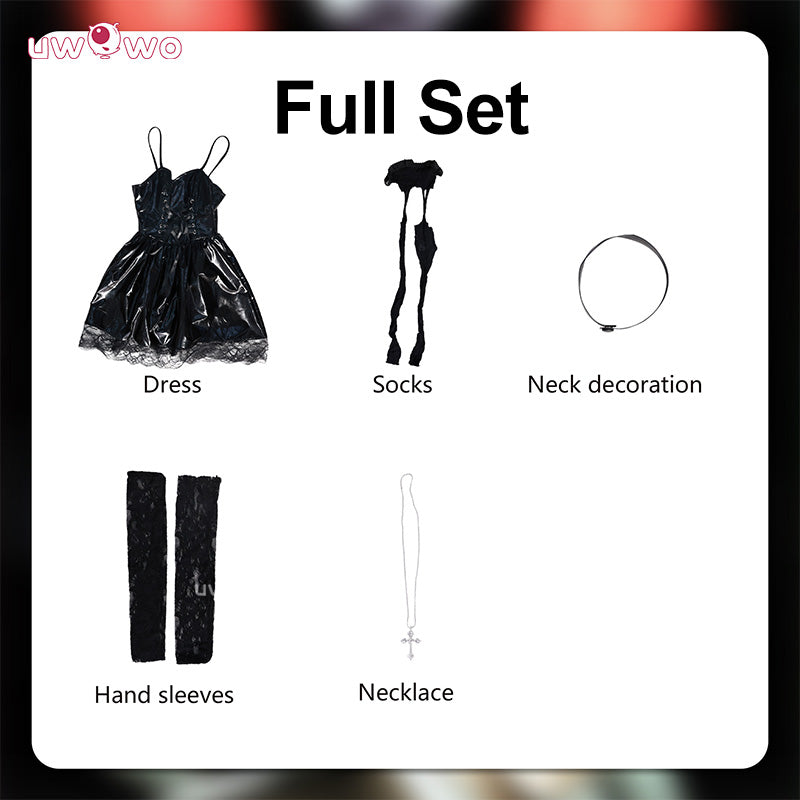 Uwowo Collab Serie: Anime Death Note Misa Amane Gothic Punk Leather Dress Halloween Cosplay Costume