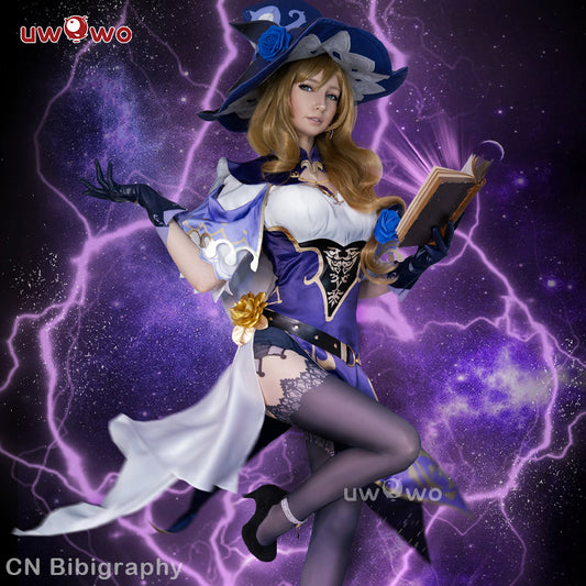 [Last Batch]【Special Discount】Uwowo Game Genshin Impact Plus Size Cosplay Lisa Witch of Purple Rose Costume The Librarian Sexy Dress