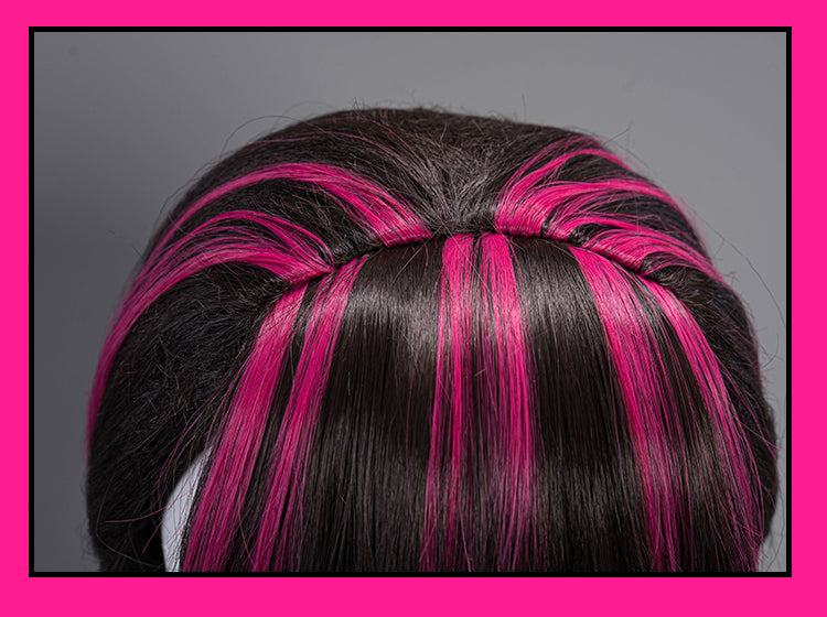 【Pre-sale】Uwowo Monster High Cosplay Wig Draculaura Wig Black and Pink Long Hair - Uwowo Cosplay