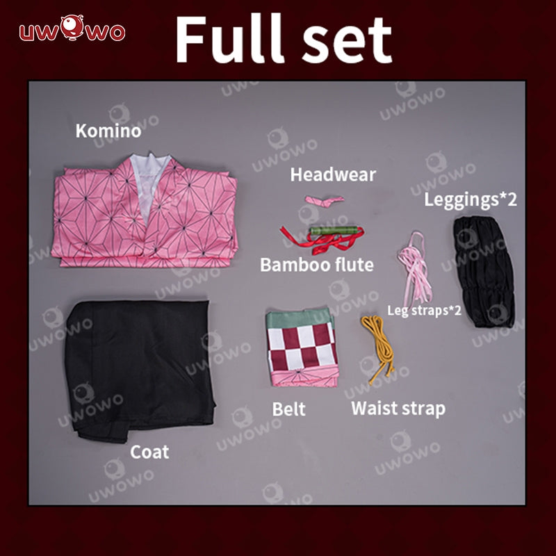 【Adult Size In Stock】Uwowo Demon Slayer: Kimetsu no Yaiba Nezuko Kamado Cosplay Kids Cosplay Cute Kimono Dress - Uwowo Cosplay