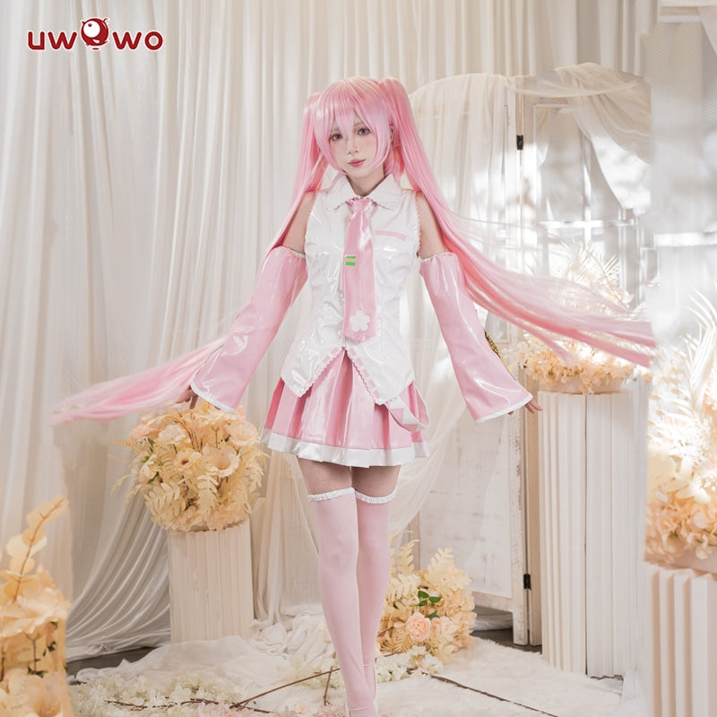 women's light pink flowy dress for cosplay Uwowo V Singer Classic Sakura Pink Dress Cosplay Costume – Uwowo Cosplay