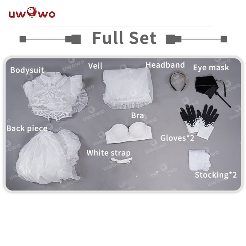 【In Stock】Uwowo Nier: Automata 2B White Wedding Dress Bride Cosplay Costume - Uwowo Cosplay
