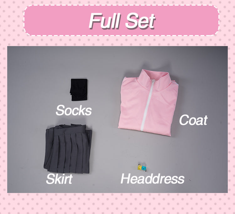 UWOWO Gotou Hitori Cosplay Costume Bocchi The Rock Gotou Hitori Cosplay Suit JK Uniform Skirt Pink Jacket Full Outfit