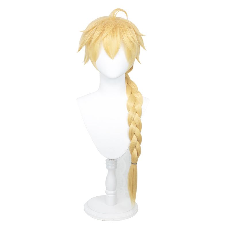 Uwowo Genshin Impact Male Traveler Cosplay Wig 90cm Gold Braided Hair Aether/Sora/Gong/空 - Uwowo Cosplay