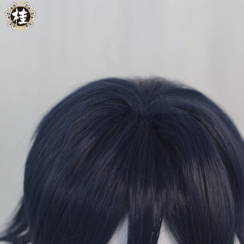 Uwowo Game Genshin Impact Venti Windborne Bard Cosplay Wig Tone-Deaf Bard 50cm Dark blue light blue Gradient Short Hair - Uwowo Cosplay