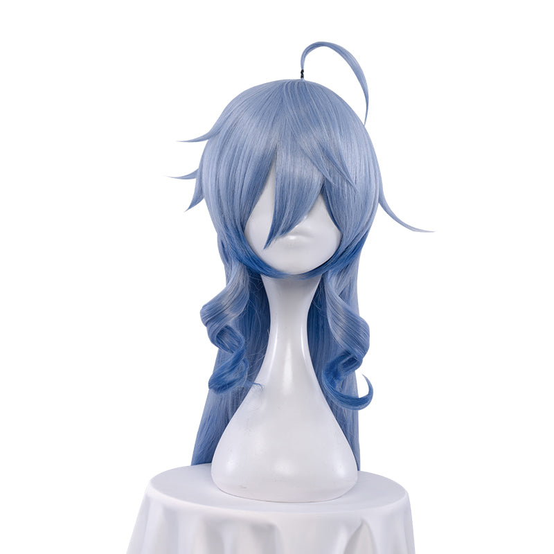 Uwowo Genshin Impact Cosplay Ganyu Plenilune Gaze Cosplay Wig 90cm Blue Wavy Hair - Uwowo Cosplay