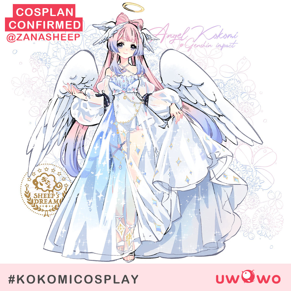 【Confirmed】Exclusive Uwowo Genshin Impact Fanart Kokomi Angel Dress Cosplay Costume