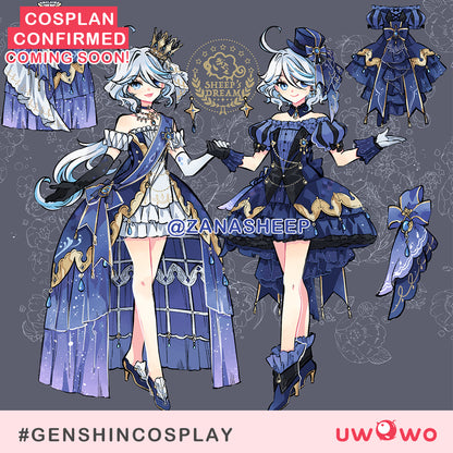 [Last Batch] INSTOCK-Exclusive Uwowo Genshin Impact Fanart Furina Focalors Short Gown Cosplay Costume