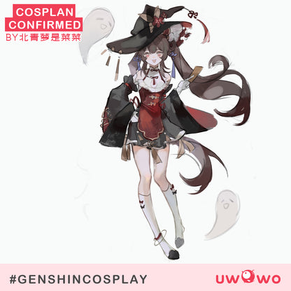 【Clearance Sale】[Last Batch]【In Stock】Uwowo Genshin Impact Fanart Hutao Little Witch Halloween Cosplay Costume