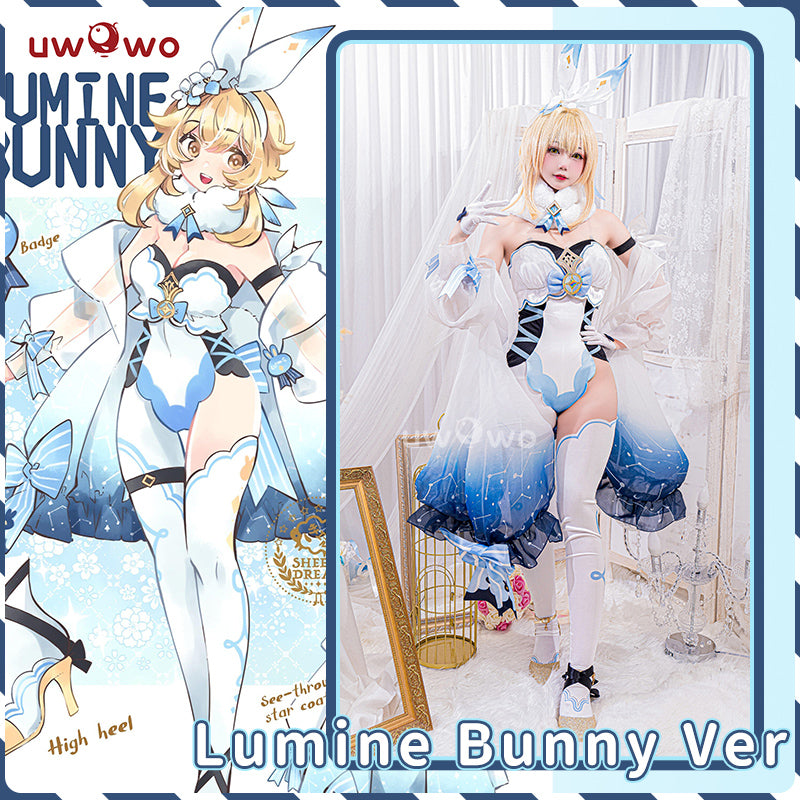 【In Stock】Exclusive Uwowo Genshin Impact Fanart: Lumine Bunny Suit Canon Outfit Cosplay Traveler Costume