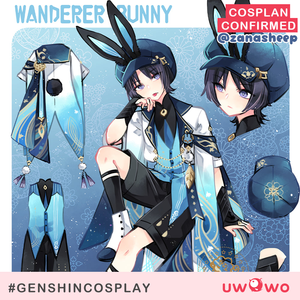 【Confirmed】Exclusive Uwowo Genshin Impact Fanart Wanderer Cute Bunny Suit Cosplay Costume