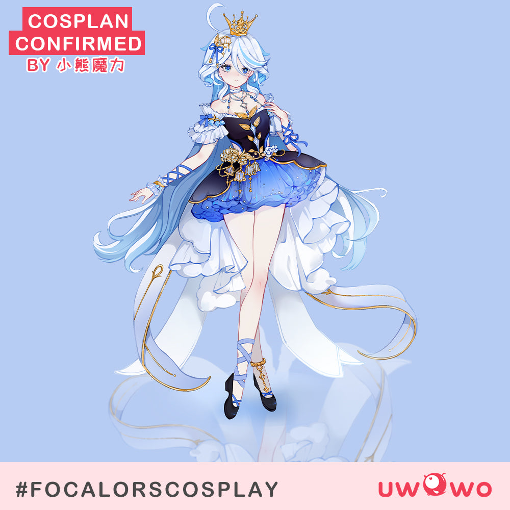【Confirmed】 Uwowo Genshin Impact Fanart Focalors Lily of the Valley Ball Gown Dress Cosplay Costume