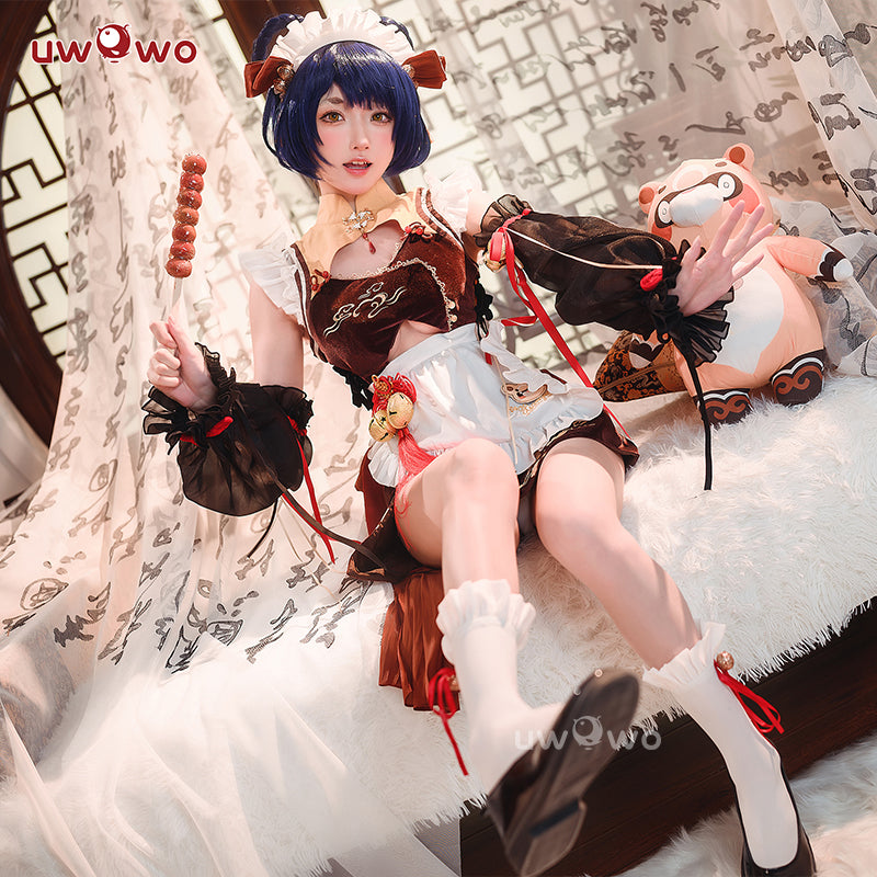 【In Stock】Exclusive authorization Uwowo Game Genshin Impact Fanart Xiangling Maid Ver Cosplay Costume