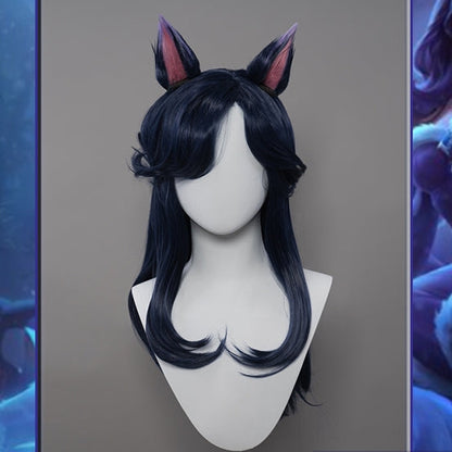 Uwowo ASU 2023 Nine Tailed Fox Fur Cosplay Wig Long Purple Hair With Ears