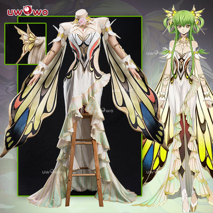 INSTOCK S-3XL Uwowo Code Geass: C.C. CC Butterfly Gown Cosplay Costume
