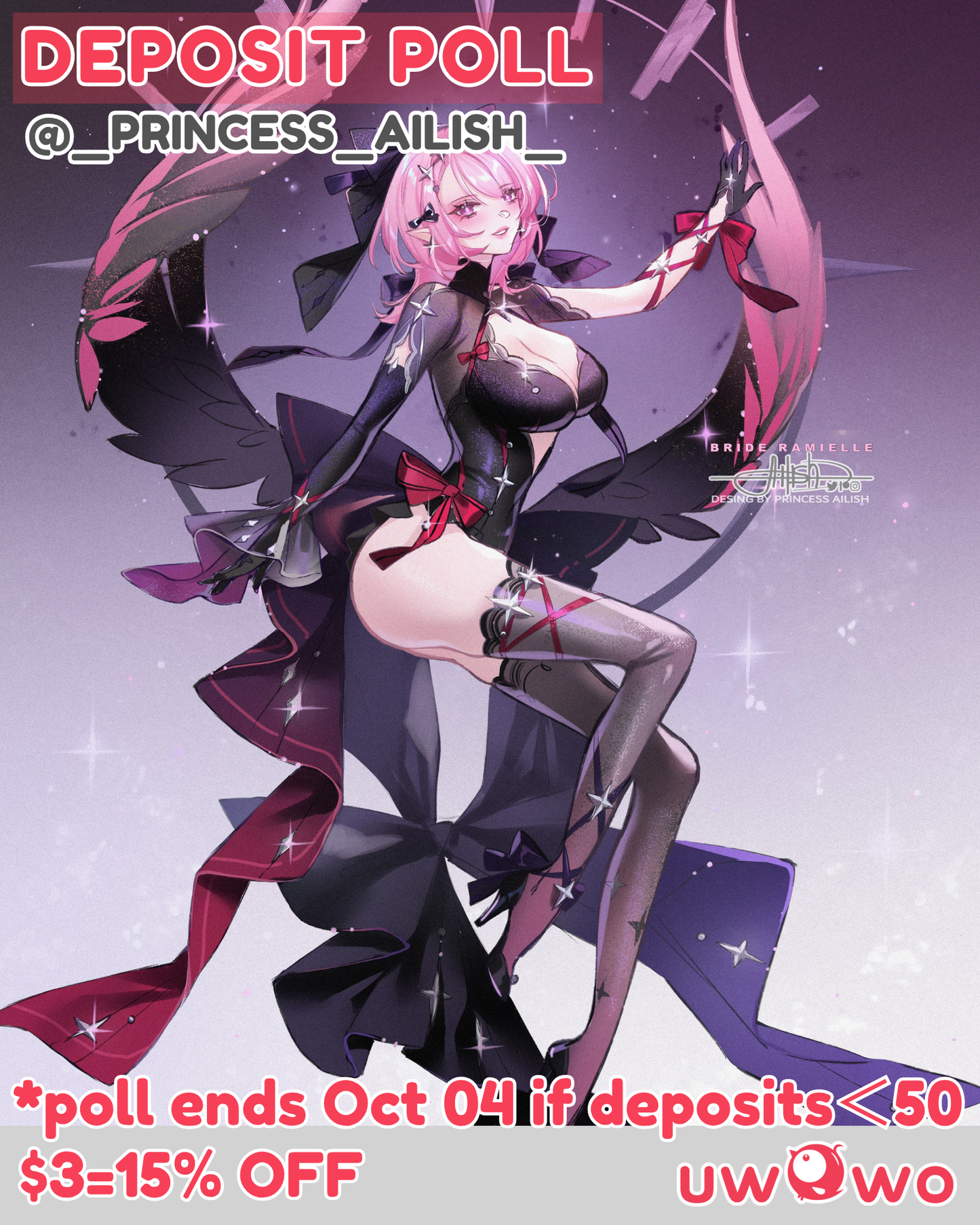 Uwowo Deposit Poll - Remielle Black Bride Fanart Zenless Zone Zero/ZZZ Cosplay Costume