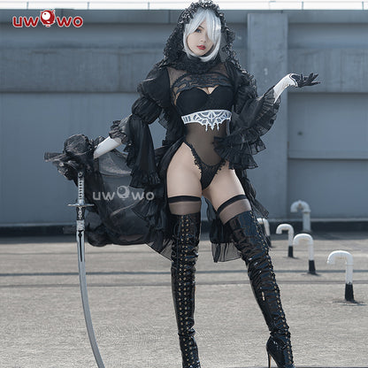 INSTOCK S-3XL Uwowo Nier: Automata 2B Black Wedding Dress Bride Cosplay Costume
