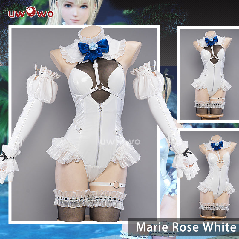 【In Stock】Uwowo Dead or Live DOA XVV Marie Rose Summer Swimsuit White Sheer Bodysuit Cosplay Costume