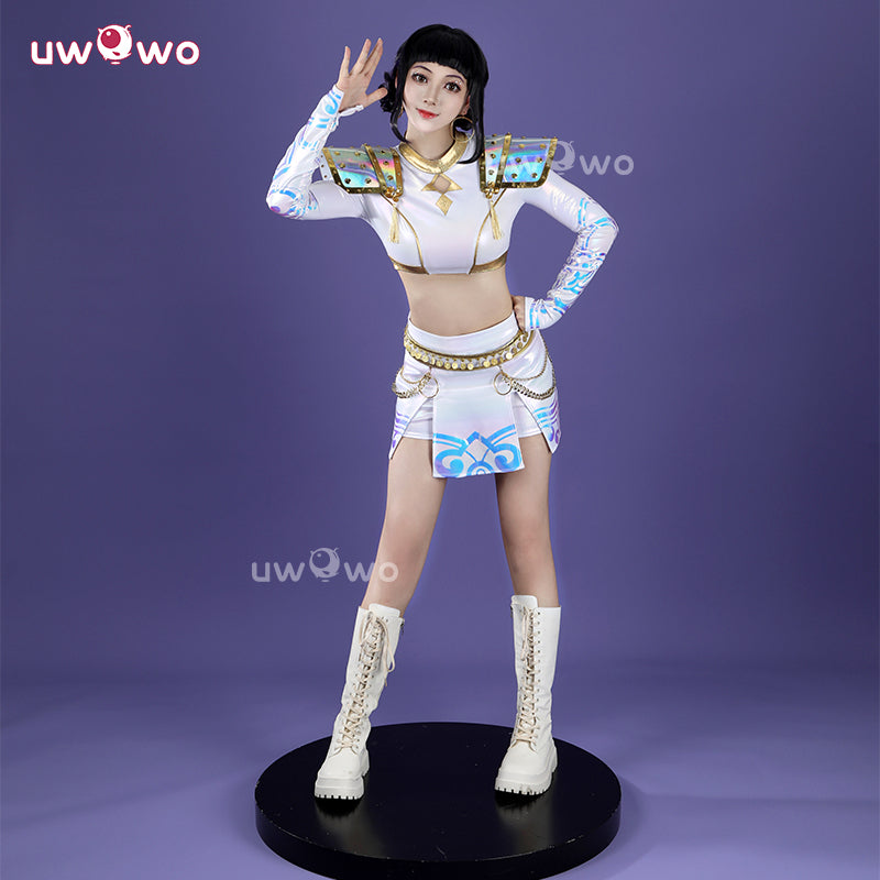 Uwowo Collab Series: Kpop  Zoey White Holographic Performance Cosplay Costume XS-3XL