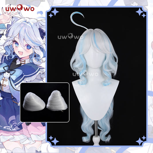 【Pre-sale】Uwowo Genshin Impact Fanart Furina Chinese Style Lolita Dress Cosplay Wig Long Gradient Blue Hair