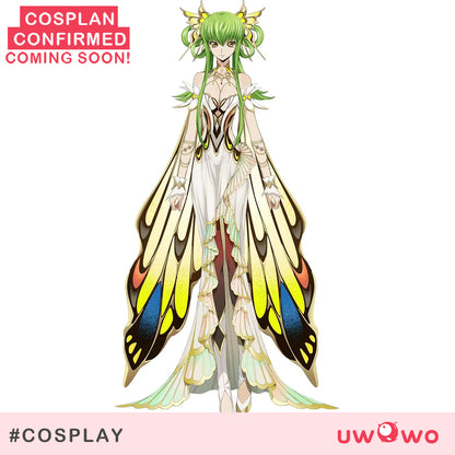 INSTOCK S-3XL Uwowo Code Geass: C.C. CC Butterfly Gown Cosplay Costume