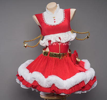 [Clearance Sale]【In Stock】Uwowo V Singer Christmas 2023 Cosplay Costume Red Dress
