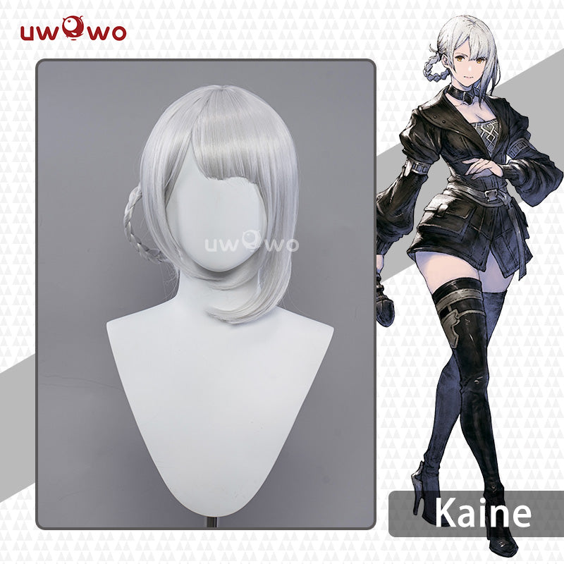 Uwowo Nier: Automata Kaine Kainé Reincarnation Divergent Warrior Cosplay Wig Middle Silver Hair