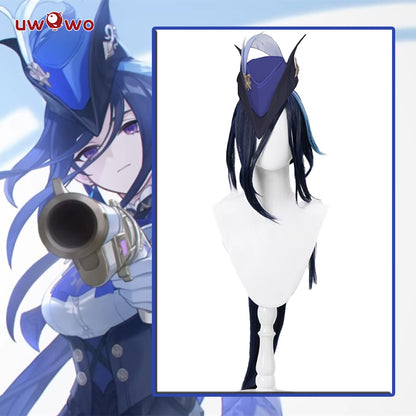 Uwowo Game Genshin Impact Fontaine Clorinde Wig Long Dark Blue Hair