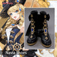 Uwowo Genshin Impact Navia Fontaine Rococo Style Dress Cospaly Shoes Boots