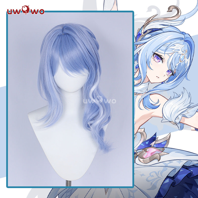 Uwowo  Genshin Impact Odette Ballet Cosplay Wig Middle Light Blue Hair