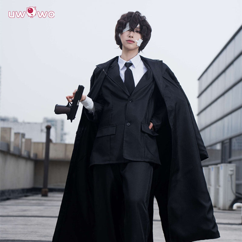 Uwowo Collab Series: Anime Bungou Stray Dogs Dazai Osamu Dark Era Black Suit Cosplay Costume