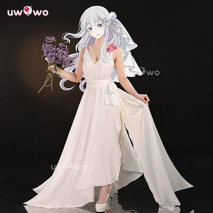 Uwowo Collab Series: Re: Zero Rem Emilia TCG Wedding Dress Cosplay Costume S-3XL