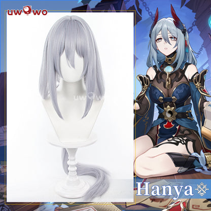 Uwowo Honkai: Star Rail Hanya Cosplay Wig Long Silver Hair