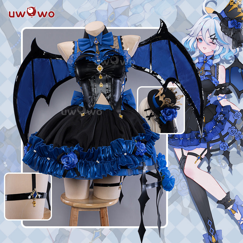 【Pre-sale】Uwowo Genshin Impact Fanart Furina Focalors Black Devil Lolita Dress Cosplay Costume