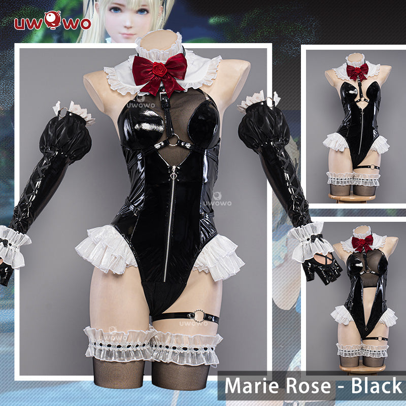 【In Stock】Uwowo Dead or Live DOA XVV Marie Rose Summer Swimsuit Black Sheer Bodysuit Cosplay Costume - Uwowo Cosplay
