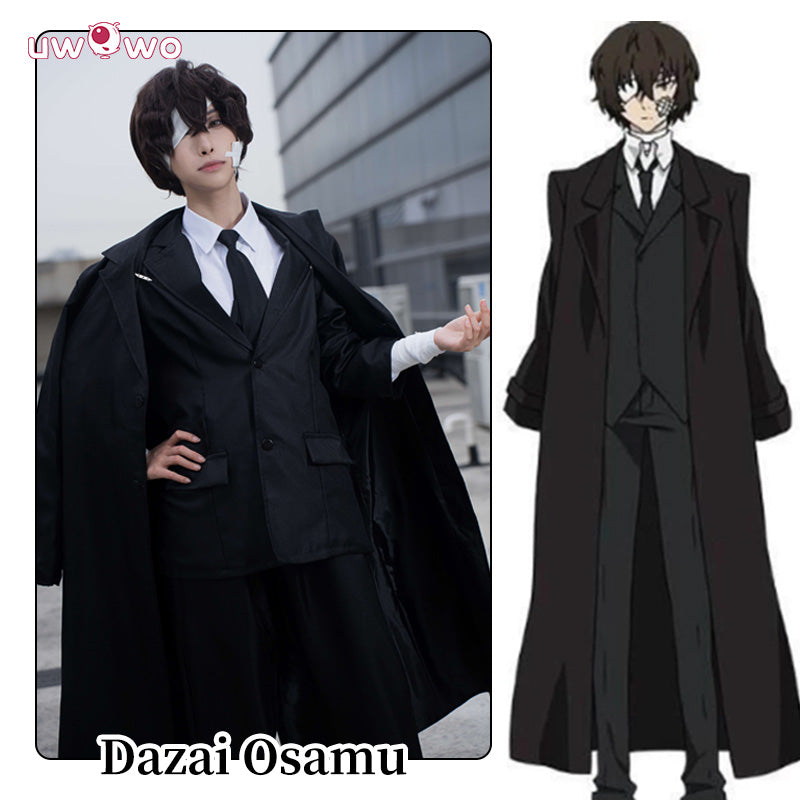 Uwowo Collab Series: Anime Bungou Stray Dogs Dazai Osamu Dark Era Black Suit Cosplay Costume