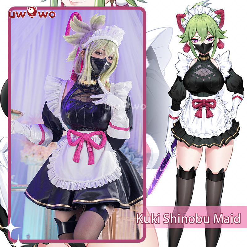 【In Stock】Uwowo Genshin Impact Fanart Kuki Shinobu Maid Cosplay Costume - Uwowo Cosplay