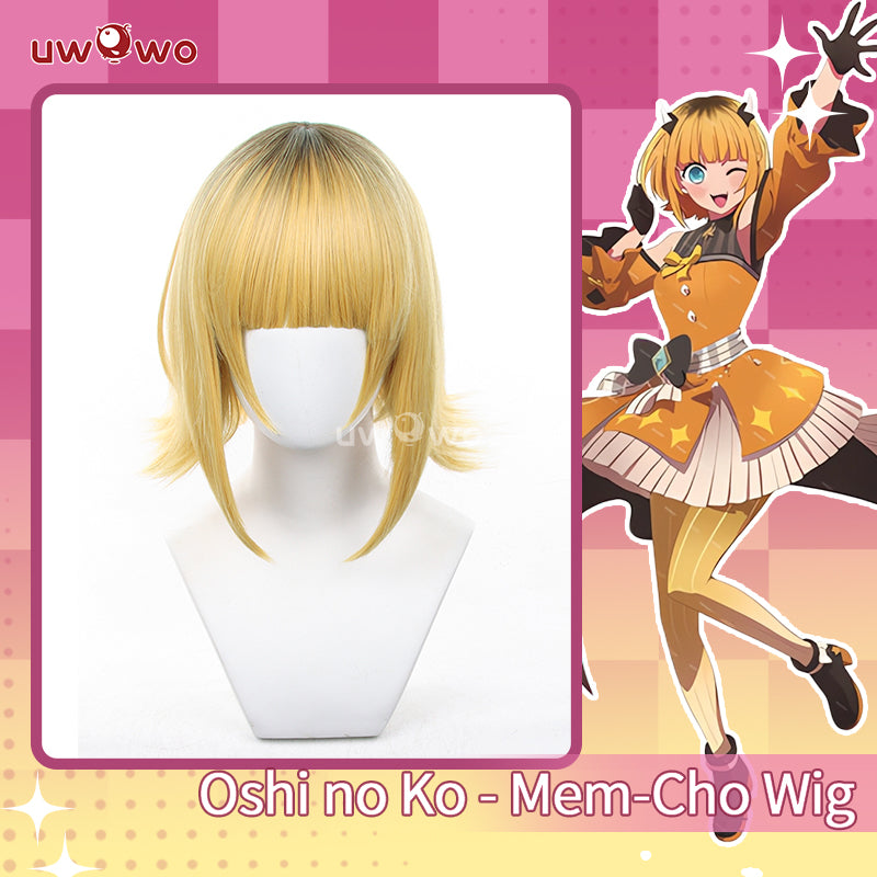 Uwowo Anime Oshi no Ko Memu Cho Stage Performance Exhibition Ver. Mem-Cho Cosplay Wig Short Yellow Hair