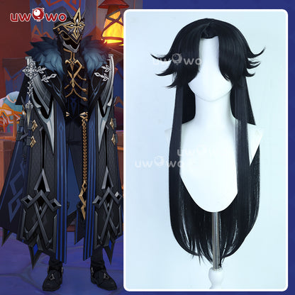 【Pre-sale】Uwowo Genshin Impact Fatui Harbingers Il Capitano The Captain Natlan Cosplay Long Black Hair