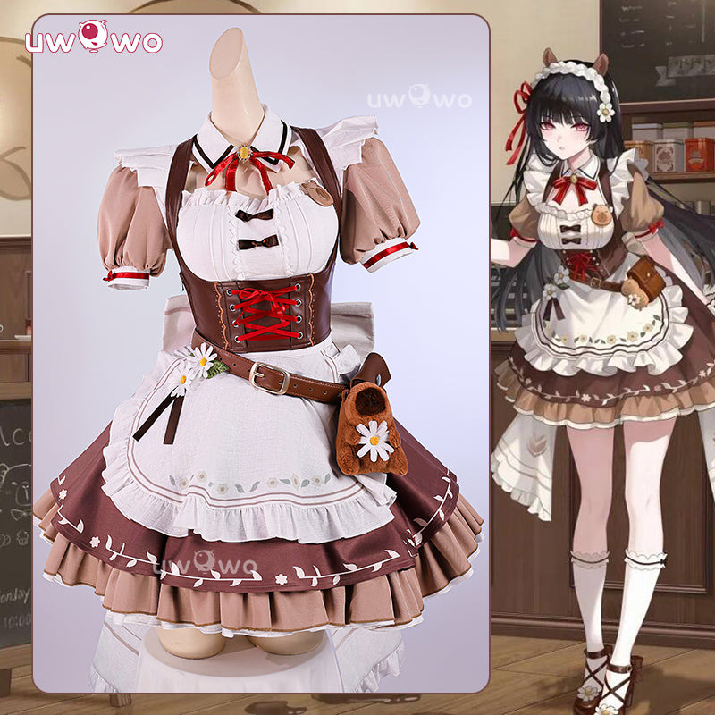 Uwowo Collab Series: Game Wuthering Waves WuWa Chisa Cafe Maid Cosplay Costume XS-3XL