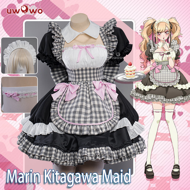 [Last Batch] Uwowo Anime/Manga My Dress-Up Darling Marin Kitagawa Lattice Maid Cosplay Costumes