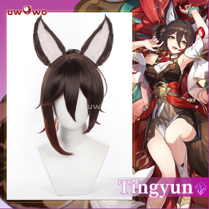 Uwowo Honkai Star Rail Tingyun Cosplay Wig Brwon Hair With Ears