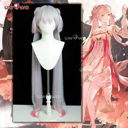 Uwowo Game Wuthering Waves Jinhsi Peach Blossom Cosplay Wig Long Grey Hair
